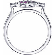 14K White Lab-Grown Alexandrite & 1/10 CTW Diamond Ring