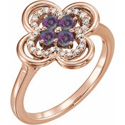 14K Rose Lab-Grown Alexandrite & 1/10 CTW Diamond Ring