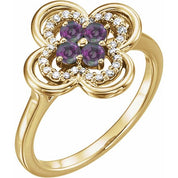 14K Yellow Lab-Grown Alexandrite & 1/10 CTW Diamond Ring