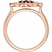 Lab-Grown and Natural Gemstone Clover Rings with 1/10 CTW Diamond Accents in Precious Metals series  122879