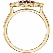 Lab-Grown and Natural Gemstone Clover Rings with 1/10 CTW Diamond Accents in Precious Metals series  122879