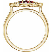 Lab-Grown and Natural Gemstone Clover Rings with 1/10 CTW Diamond Accents in Precious Metals series  122879