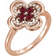 Lab-Grown and Natural Gemstone Clover Rings with 1/10 CTW Diamond Accents in Precious Metals series  122879