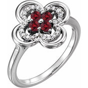 Lab-Grown and Natural Gemstone Clover Rings with 1/10 CTW Diamond Accents in Precious Metals series  122879