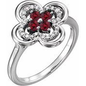 Lab-Grown and Natural Gemstone Clover Rings with 1/10 CTW Diamond Accents in Precious Metals series  122879