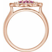Lab-Grown and Natural Gemstone Clover Rings with 1/10 CTW Diamond Accents in Precious Metals series  122879
