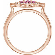 Lab-Grown and Natural Gemstone Clover Rings with 1/10 CTW Diamond Accents in Precious Metals series  122879