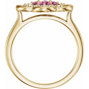 Lab-Grown and Natural Gemstone Clover Rings with 1/10 CTW Diamond Accents in Precious Metals series  122879