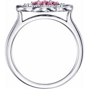 Lab-Grown and Natural Gemstone Clover Rings with 1/10 CTW Diamond Accents in Precious Metals series  122879