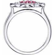 Lab-Grown and Natural Gemstone Clover Rings with 1/10 CTW Diamond Accents in Precious Metals series  122879