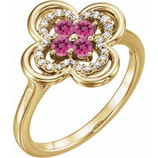Lab-Grown and Natural Gemstone Clover Rings with 1/10 CTW Diamond Accents in Precious Metals series  122879