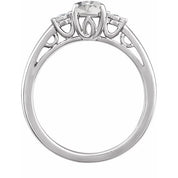 14K White Lab-Grown White Sapphire and .04 CTW Natural Diamond Ring
