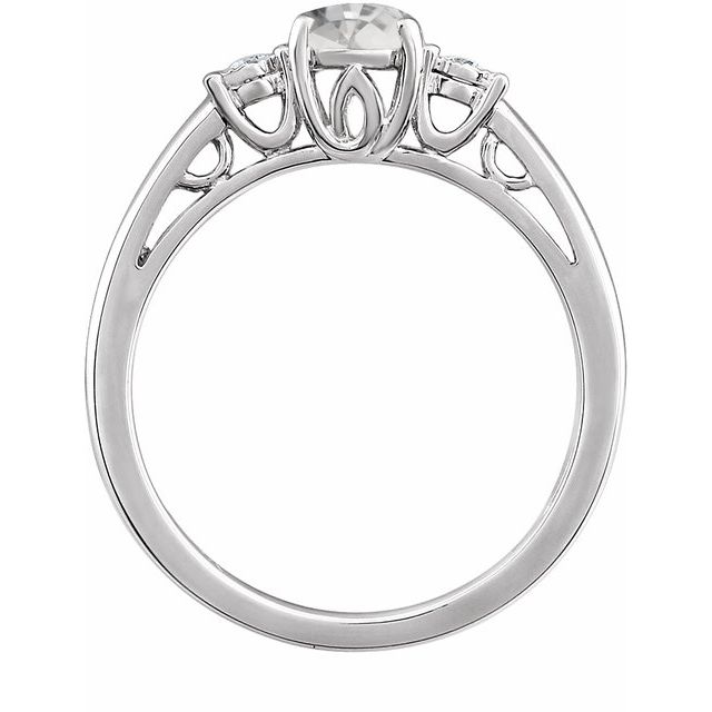 14K White Lab-Grown White Sapphire and .04 CTW Natural Diamond Ring