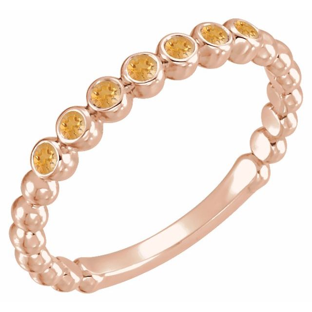 14K Rose Natural Citrine Stackable Ring