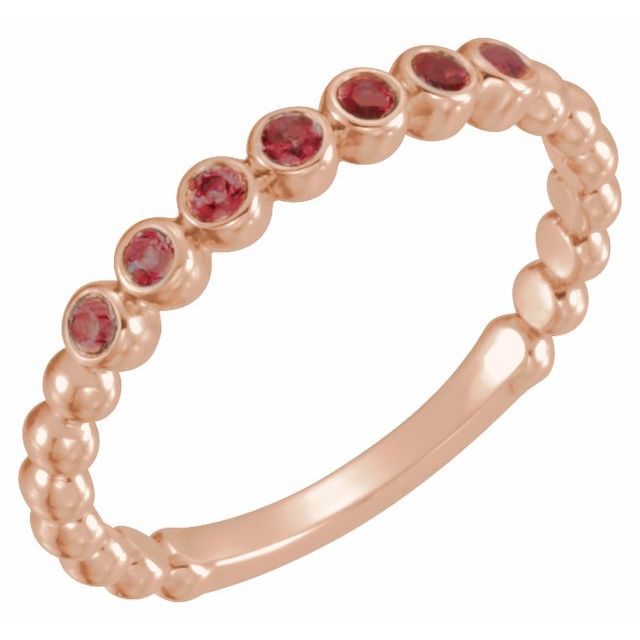 14K Rose Natural Mozambique Garnet Stackable Ring