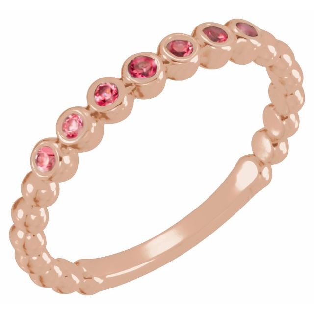 14K Rose Natural Ruby Stackable Ring