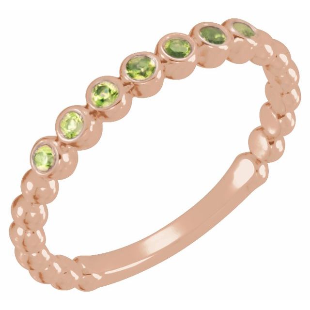 14K Rose Natural Peridot Stackable Ring