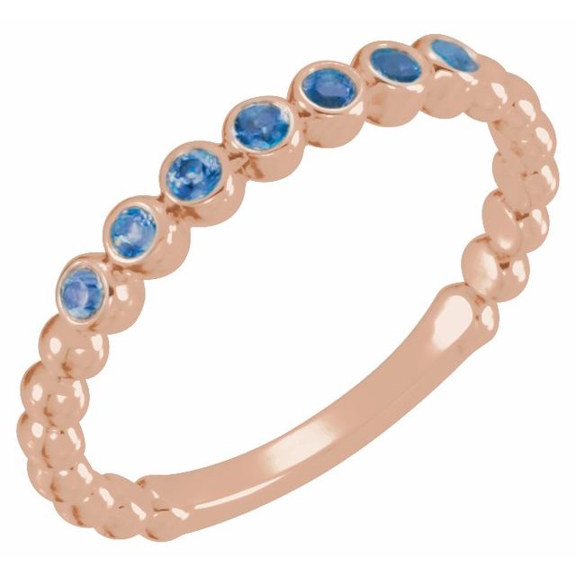 14K Rose Natural Blue Sapphire Stackable Ring