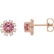 Lab-Grown Gemstone and Natural Diamond Snowflake Halo Stud Earrings Series 2000028