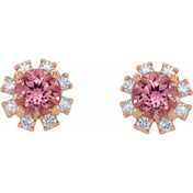 Lab-Grown Gemstone and Natural Diamond Snowflake Halo Stud Earrings Series 2000028
