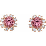 Lab-Grown Gemstone and Natural Diamond Snowflake Halo Stud Earrings Series 2000028