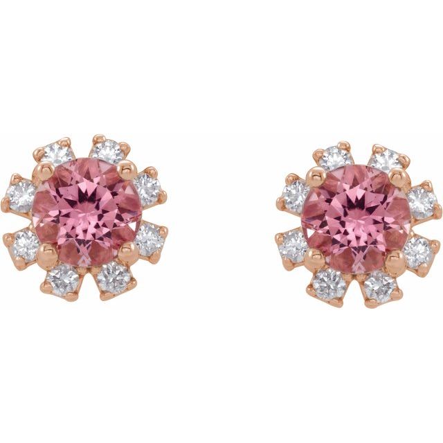 Lab-Grown Gemstone and Natural Diamond Snowflake Halo Stud Earrings Series 2000028