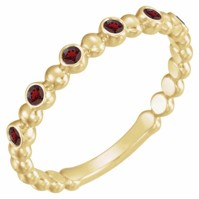 Natural and Lab-Grown Alternating Bead & Gemstone Stackable Ring 1/5 Carat