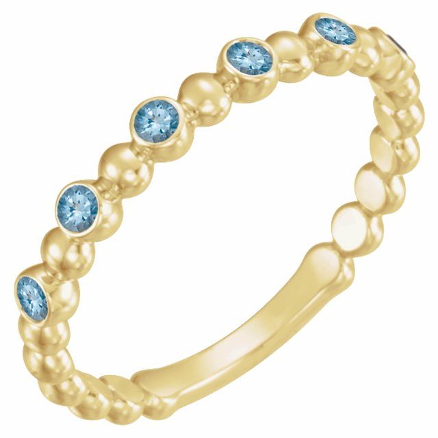 Natural and Lab-Grown Alternating Bead & Gemstone Stackable Ring 1/5 Carat