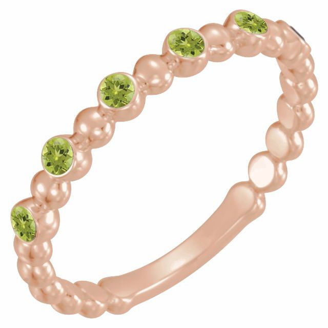 Natural and Lab-Grown Alternating Bead & Gemstone Stackable Ring 1/5 Carat