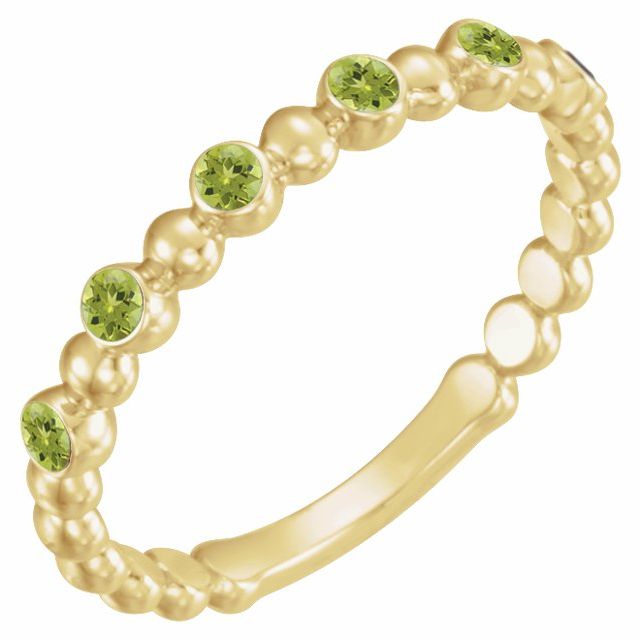 Natural and Lab-Grown Alternating Bead & Gemstone Stackable Ring 1/5 Carat