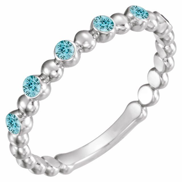 Natural and Lab-Grown Alternating Bead & Gemstone Stackable Ring 1/5 Carat