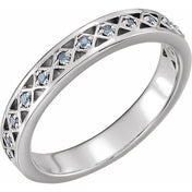 Platinum Natural Aquamarine Stackable Ring