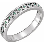 Sterling Silver Natural Emerald Stackable Ring