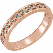 14K Rose Natural Emerald Stackable Ring