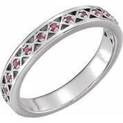 Sterling Silver Natural Pink Tourmaline Stackable Ring