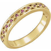 14K Yellow Natural Pink Tourmaline Stackable Ring