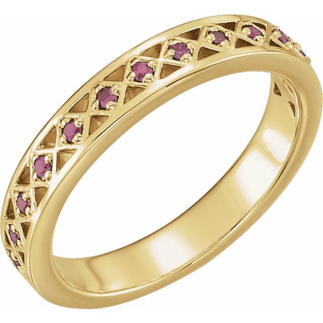 14K Yellow Natural Pink Tourmaline Stackable Ring