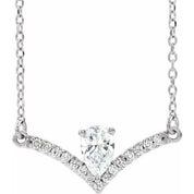14K White Natural White Sapphire & .06 CTW Natural Diamond 16" Necklace