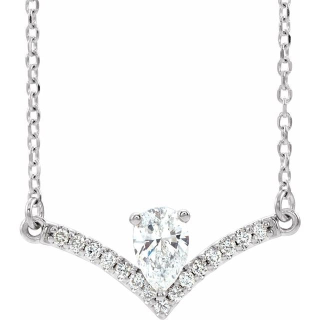 14K White Natural White Sapphire & .06 CTW Natural Diamond 16" Necklace