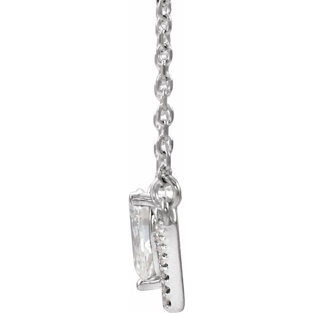 14K White Natural White Sapphire & .06 CTW Natural Diamond 18" Necklace