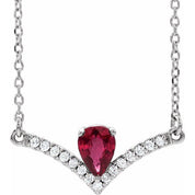 Platinum Natural Ruby & .06 CTW Natural Diamond 18" Necklace