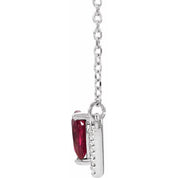 Platinum Natural Ruby & .06 CTW Natural Diamond 18" Necklace