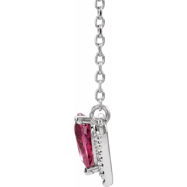Platinum Natural Pink Tourmaline & .06 CTW Natural Diamond 16" Necklace