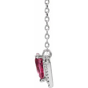 Sterling Silver Natural Pink Tourmaline & .06 CTW Natural Diamond 16" Necklace