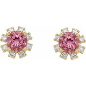 Lab-Grown Gemstone and Natural Diamond Snowflake Halo Stud Earrings Series 2000028
