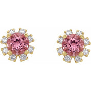 Lab-Grown Gemstone and Natural Diamond Snowflake Halo Stud Earrings Series 2000028