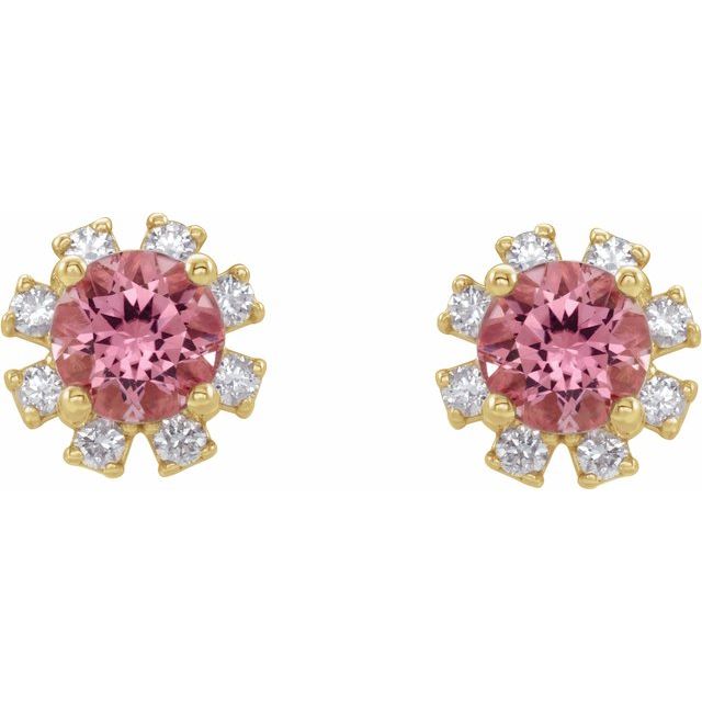 Lab-Grown Gemstone and Natural Diamond Snowflake Halo Stud Earrings Series 2000028