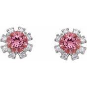 Lab-Grown Gemstone and Natural Diamond Snowflake Halo Stud Earrings Series 2000028