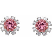 Lab-Grown Gemstone and Natural Diamond Snowflake Halo Stud Earrings Series 2000028