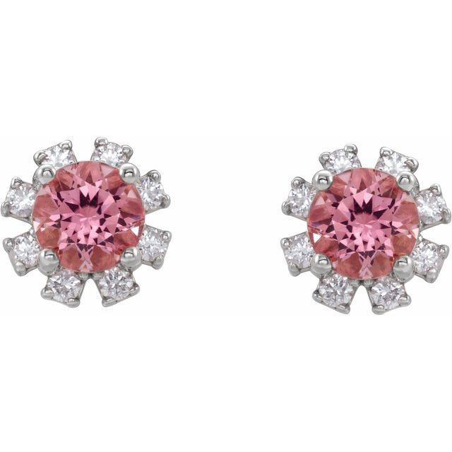 Lab-Grown Gemstone and Natural Diamond Snowflake Halo Stud Earrings Series 2000028